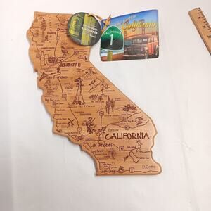 Destination California Bamboo Cutting Board Wood by Totally Bamboo Laser Ech NEW
